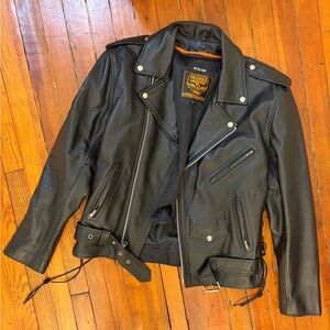 Milwuakee Leather Men's Black Leather Biker Jacket - Classic Moto Style, Small